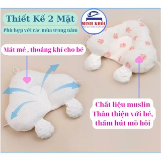 Gối chữ U cho bé sơ sinh chống giật mình có dây rút điều chỉnh 3 đầu chất vải muslin và vải lưới thoáng khí cao cấp
