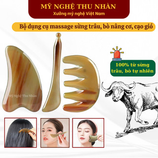 COMBO Dụng Cụ Massage Mặt Bằng Sừng, Nâng Cơ Mặt Xoá Nếp Nhăn Chăm Sóc Sắc Đẹp | Mỹ Nghệ Thu Nhàn