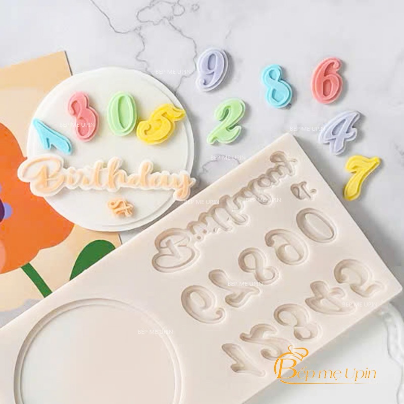 Khuôn silicon happy số và mặt tròn khuôn socola khuôn xôi đậu khuôn rau câu