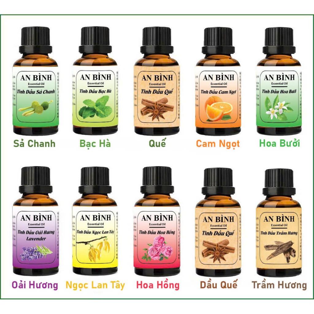 Tinh dầu AN BÌNH chiết xuất tự nhiên, đuổi muỗi, làm thơm phòng hiệu quả 10ml