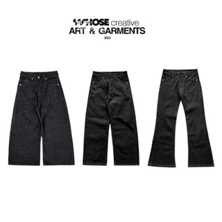 COMBO WIDE FLARED RAW BLACK JEANS WHOSE - Quần Jeans ống đứng và ống loe unisex nam nữ Whose stuido