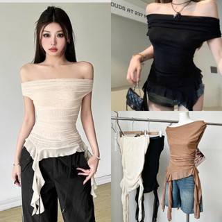 Áo Trễ Vai Thun Lưới Ôm Đi Chơi Đi Biển Mix Đồ Cá Tính A645