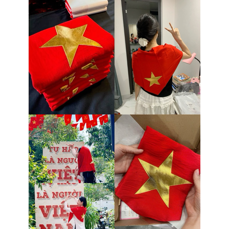 Khăn choàng đỏ sao vàng, khăn cờ tổ quốc, Khăn cờ Việt Nam, Khăn cờ 2/9 Việt Nam. Ngôi sao vải da.