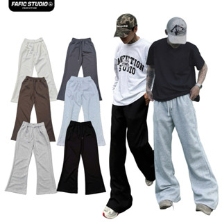 Quần nỉ ống loe dài Nam nữ  ống rộng lưng chun dáng suông  FAFIC STUDIO