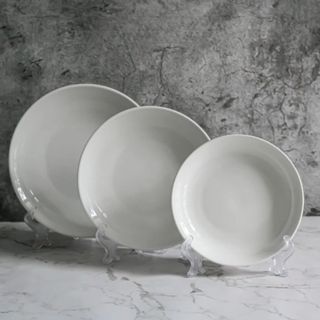  Đĩa sứ sâu lòng kiểu Hàn trắng trơn – Dĩa tròn cao cấp 15cm đến 25cm dùng ăn cơm mì salad – Hùng Home 