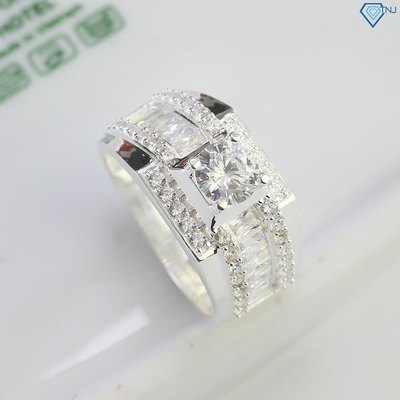 Nhẫn bạc nam đính đá cao cấp, trang sức nhẫn nam bạc đá chủ 7ly sang trọng NNA0740 - Trang Sức TNJ