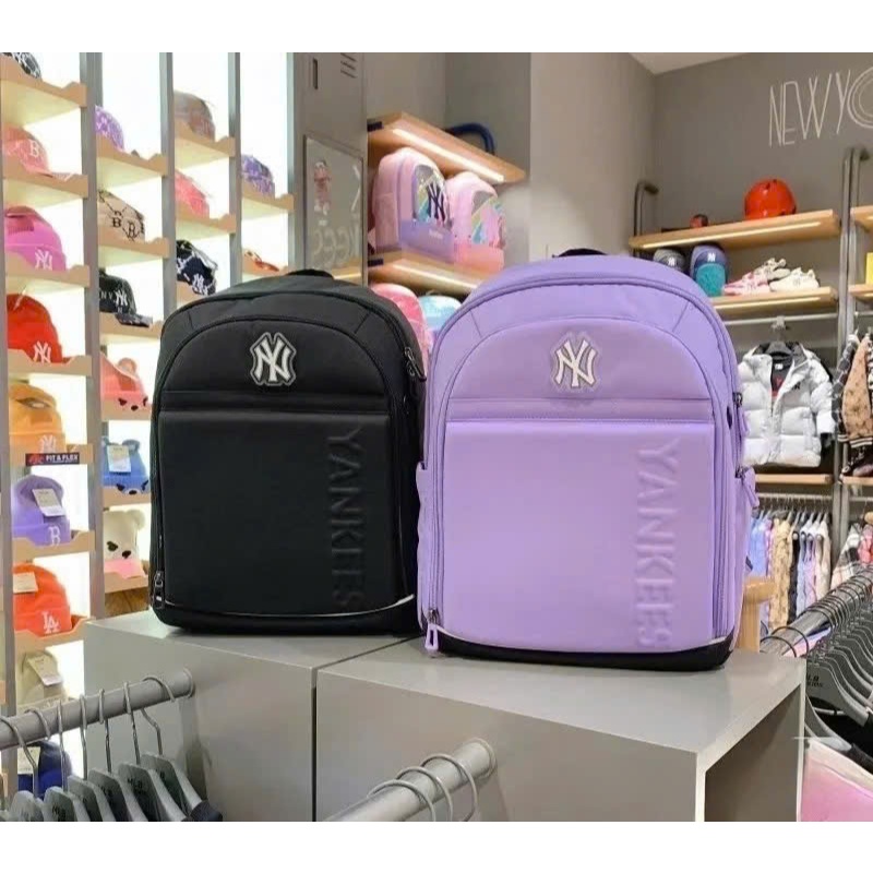 Balo Chính Hãng MLB NY Veteran School Bag Chữ NY Phát Sáng Màu Đen 7ABK0053N Màu Đen / Tím
