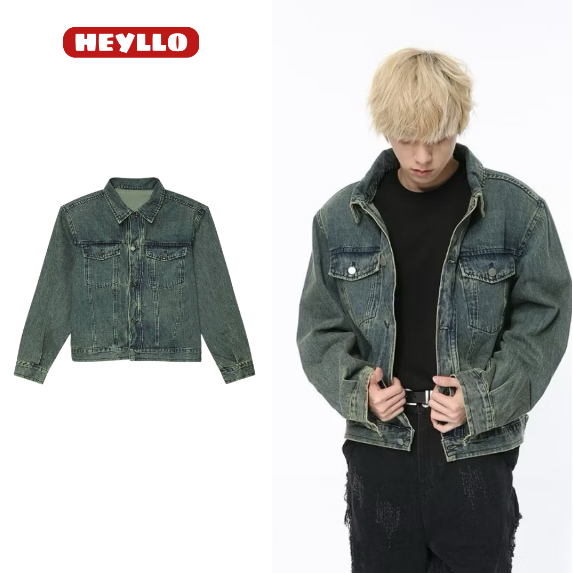Áo Khoác Jeans Bò Denim Jacket Fashion Unisex Dáng Crop Màu Xanh Dương HEYLLO.