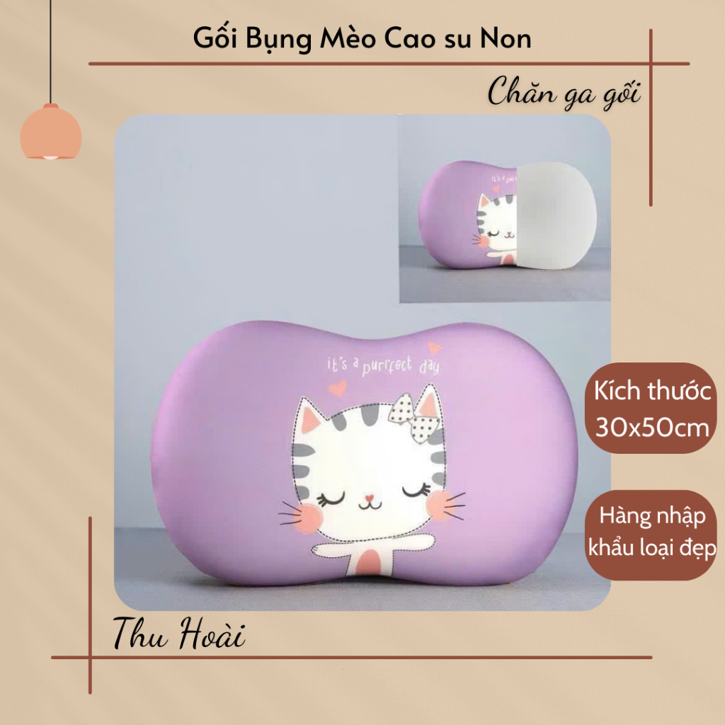 Gối Cao Su Non Bụng Mèo size 30x50cm , có nhiều màu lựa chọn