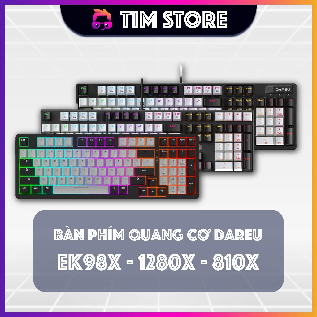 Bàn phím quang cơ Gaming DAREU EK98X - EK1280X - EK810X (WATERPROOF, Optical switch, MULTI LED)