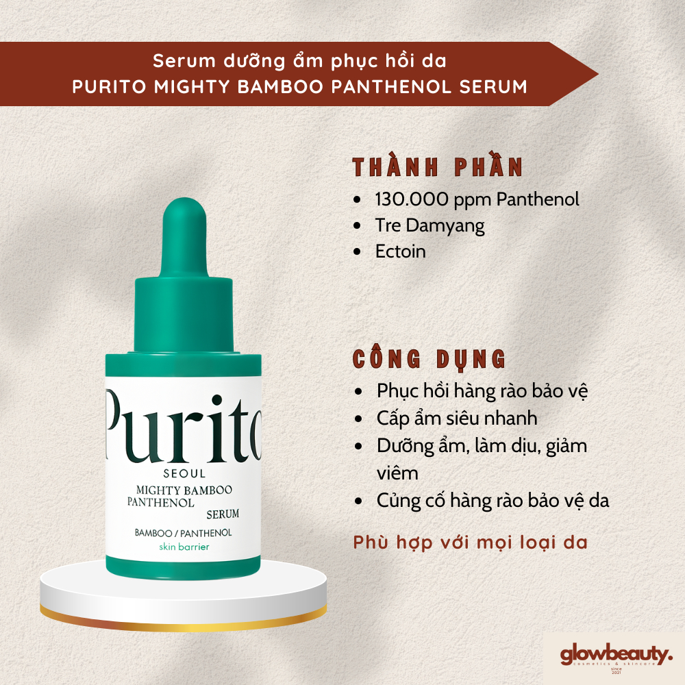 Serum dưỡng ẩm phục hồi da 30ml PURITO Mighty Bamboo Panthenol Serum