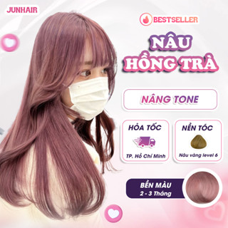  Thuốc nhuộm tóc màu Nâu thuốc nhuộm tóc màu Nâu Hồng Trà Nâng Tone JunHair tặng kèm oxi trợ dưỡng bao trai mũ trùm bị 
