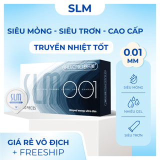 Bao Cao Su SLM Invisible Premium - Siêu Mỏng, 001mm, Size 52mm - Nhiều Gel, Truyền Nhiệt Tốt