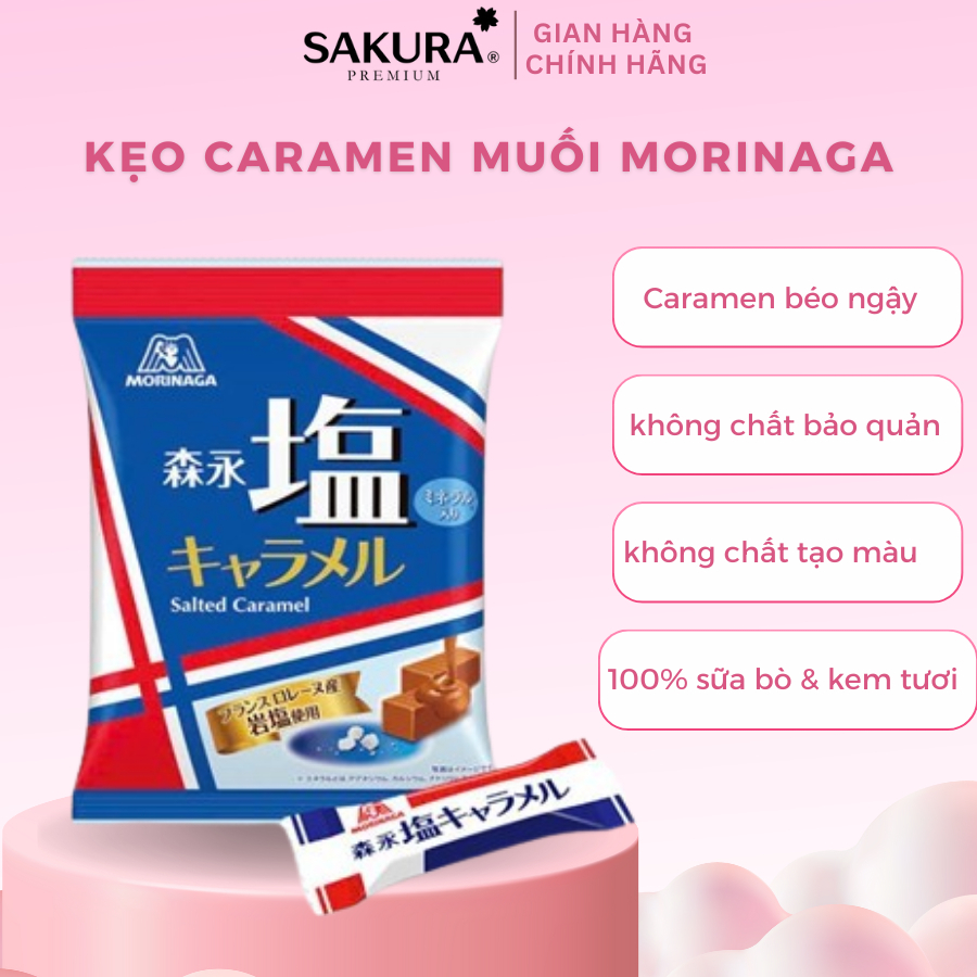 Kẹo caramen muối Morinaga, kẹo muối, kẹo caramen thơm ngon an toàn sức khỏe - hàng nhật