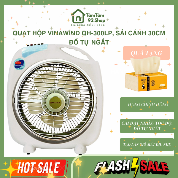 {HỎA TỐC} Quạt hộp tản cánh VINAWIND QH 300-LP / QH 350-LP , có lồng tản gió, tự ngắt khi đổ
