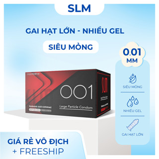 Bao Cao Su Có Gai SLM Large Particle - Siêu Mỏng, Dưỡng Ẩm, Chống Khô Hạn - Size 52mm - Hộp 10 Bao