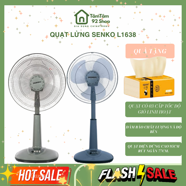 [GIAO HỎA TỐC] Quạt lửng Senko L1638 47W, 3  Quạt Điện Cây Đứng Lỡ  - 3 tôc độ gió