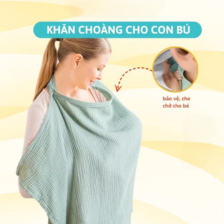  Khăn Che Bú Đa Năng Vải Muslin Cao Cấp  70 × 90 cm  