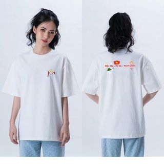   MẪU MỚI   Áo Thun Kem Unisex 100% Cotton | In Hình Nón Lá Chữ Đỏ ĐL- TD - HP 