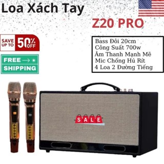 Loa Kéo Karaoke Di Động Z20Pro, Bass Đôi 20cm, Công Suất 700w, 4 Loa 2 Đường Tiếng, Mic UHF