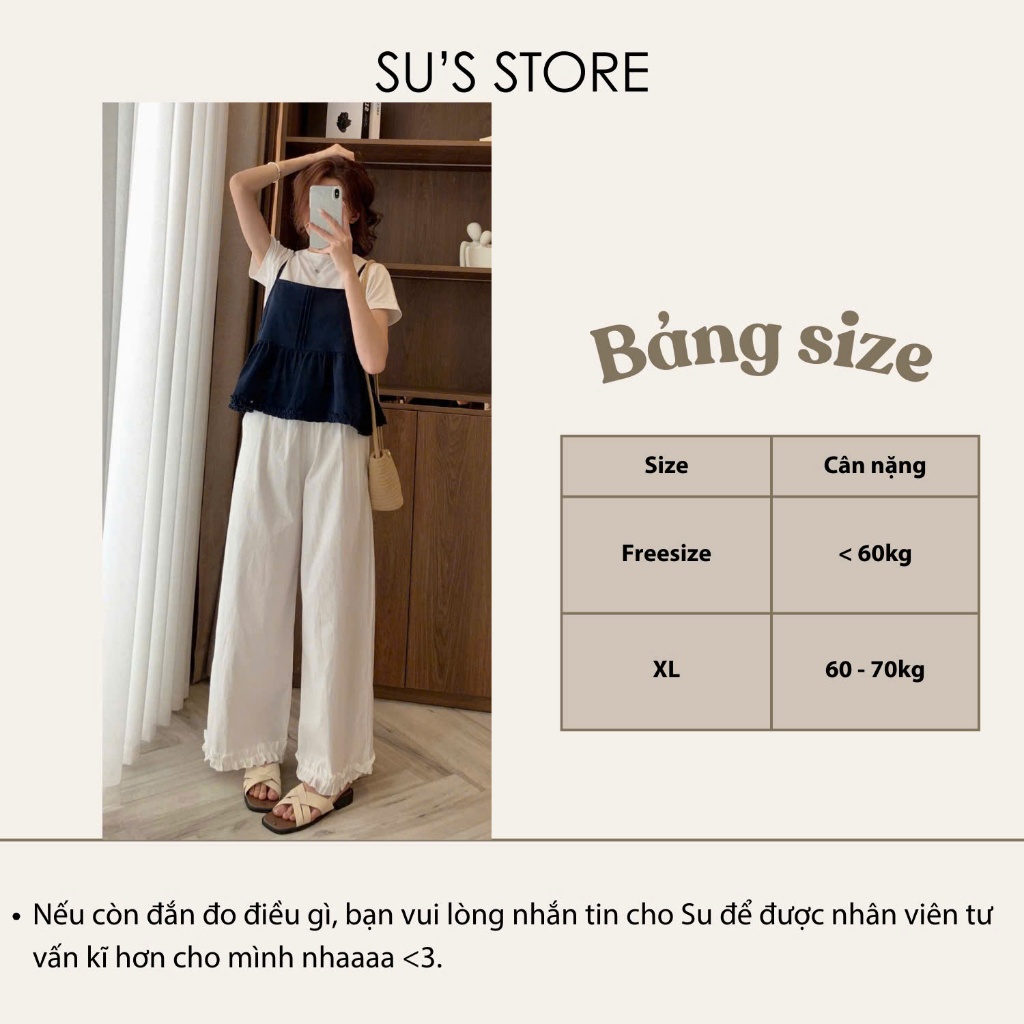 Set Đồ Nữ Áo Thun Trơn Cộc Tay Kèm Áo 2 Dây Xếp Ly Viền Bèo S800 Su Chang Thời Trang Nữ | BigBuy360 - bigbuy360.vn