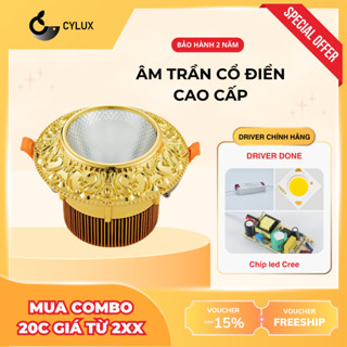 Đèn Âm Trần Mạ Vàng Cổ Điển Mặt Tym, Công Suất 10W, Phi 90mm-95mm, Nguồn Done Chíp Bridgelux Chính Hãng Bảo Hành 3 Năm