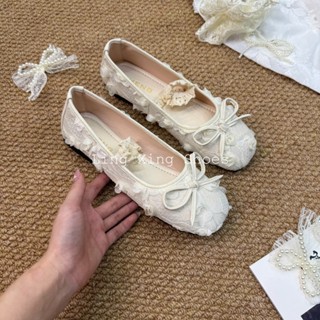 [ LÙI 1 SIZE] Giày nữ đế bệt REN HOA trẻ trung 2 màu mới 2025