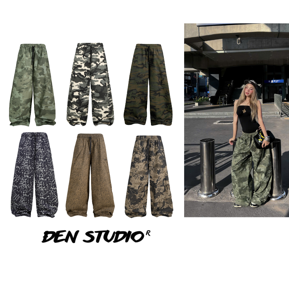 (ĐEN STUDIO) QUẦN KAKI FORM RỘNG HỌA TIẾT BEO + CAMO ĐEN STU