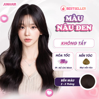 Thuốc nhuộm tóc màu Nâu, thuốc nhuộm tóc màu Nâu Đen, JunHair, tặng kèm oxi trợ dưỡng bao trai mũ trùm bịt tai