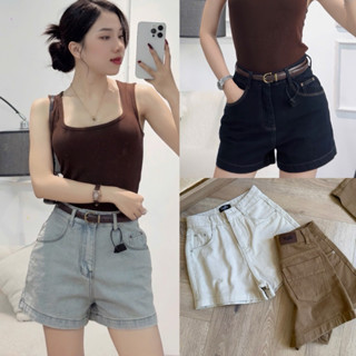 YURI JEAN- (VẢI QC CAO CẤP) Quần Short Jeans Nữ Lưng Cao Basic Viền Túi Màu Xanh (Mã 73)