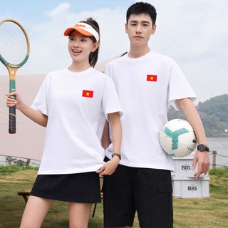 Áo Thun Kem Unisex 100% Cotton | In Hình Lá Cờ VN Sao Vàng 