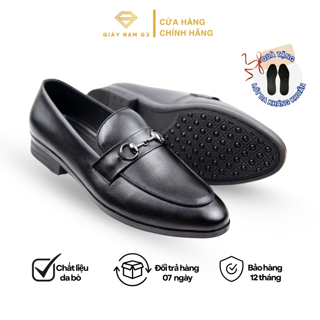 Giày Lười Nam Đai Khoá Hobbit GN-45, Da bò Nappa Cao Cấp lịch lãm chuẩn phong cách. Loafer Shoes