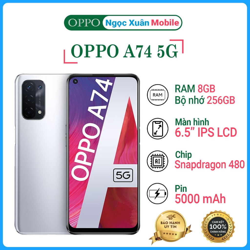 Điện thoại Oppo A74 5G Ram 8GB bộ nhớ 256GB màn hình mượt, máy full chức năng - Bảo hành 3 tháng