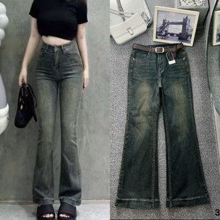 Quần Jean Ống Loe Nữ Bigsize 55-90kg Lưng Cao Co Giãn Dáng Ôm,  Quần Bò Loe Nữ Bigsize Ms335339