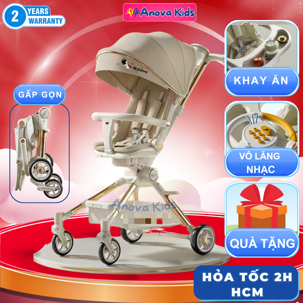 Xe đẩy cho bé gấp gọn K8, CÓ KHAY ĂN, ĐỒ CHƠI, 2 CHIỀU, 3 TƯ THẾ, BH 1 NĂM, XE ĐẨY K1, V9, M2 Obama