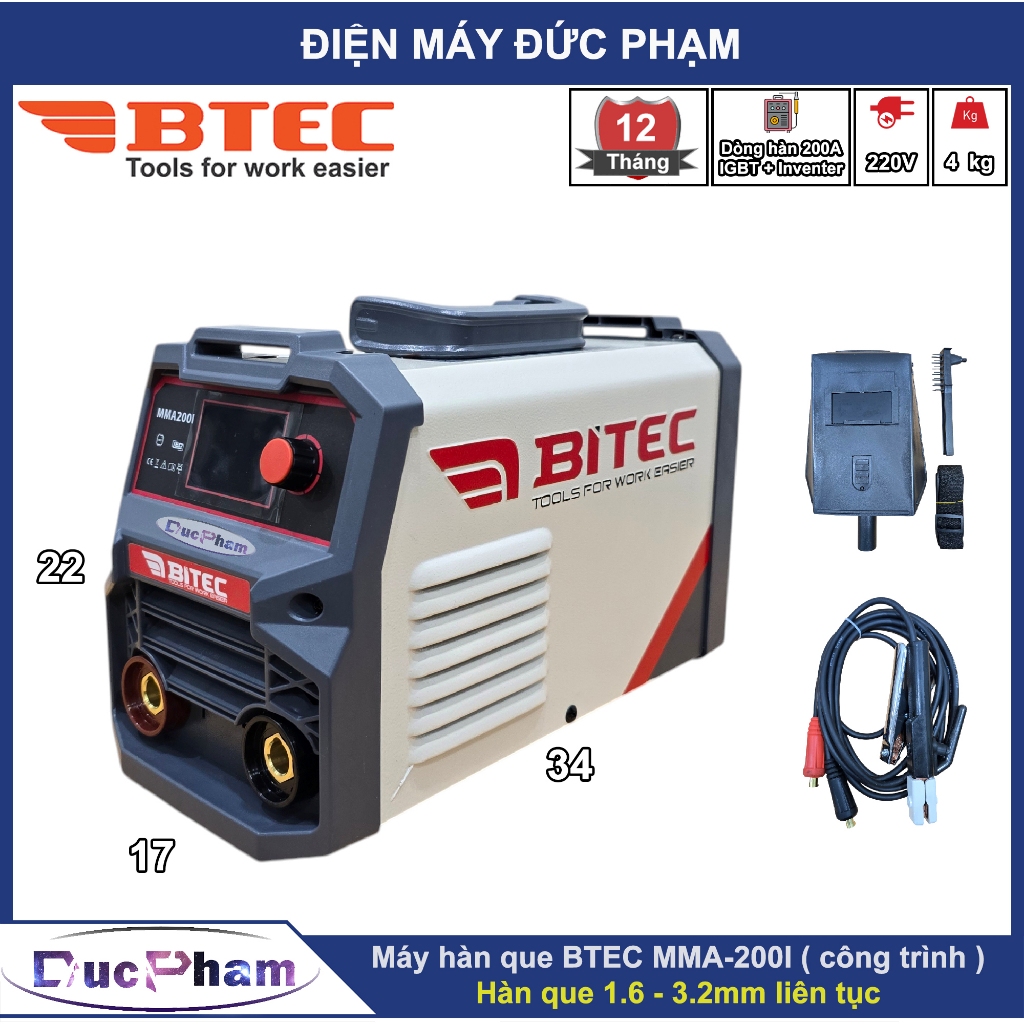 Máy hàn que BTEC MMA200I ( Chính hãng ) | Máy hàn điện tử