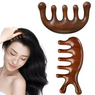 Lược gỗ Đàn Hương Đỏ 2 đầu massage mặt và đầu cao cấp lược gỗ đan hương thậ phiên bản nâng cấpt