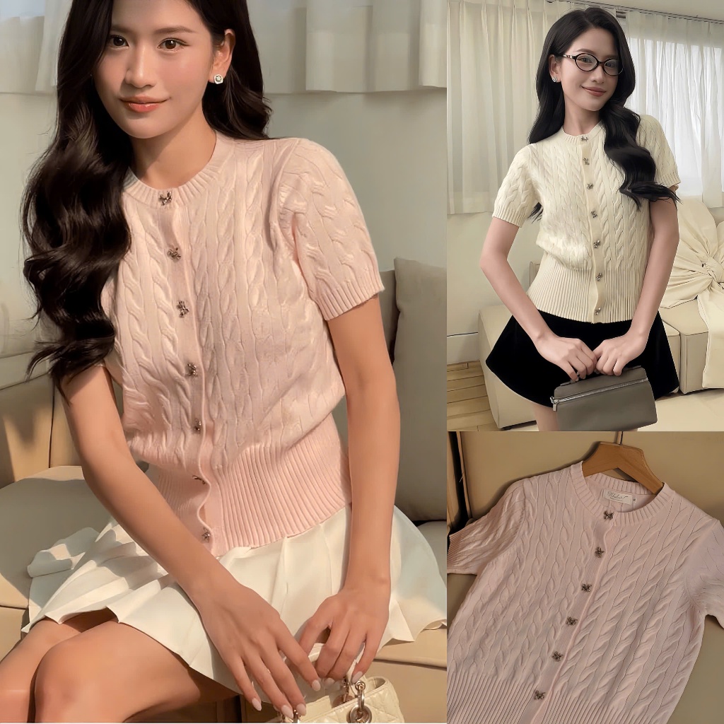 Áo len cho nữ, Áo len cúc nơ xinh xắn màu hồng thời thượng sang chảnh đi chơi hot trend 2025  h7 | BigBuy360 - bigbuy360.vn