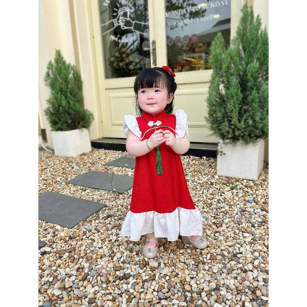 Váy sườn xám cách tân cho bé gái 6-24kg