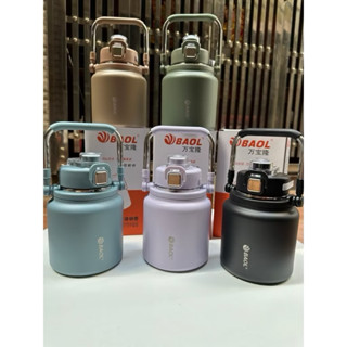(Tặng cây cọ bình ) Bình giữ nhiệt Y17 dáng lùn, miệng rộng mẫu mới BAOL inox 304 có ống hút tiện lợi