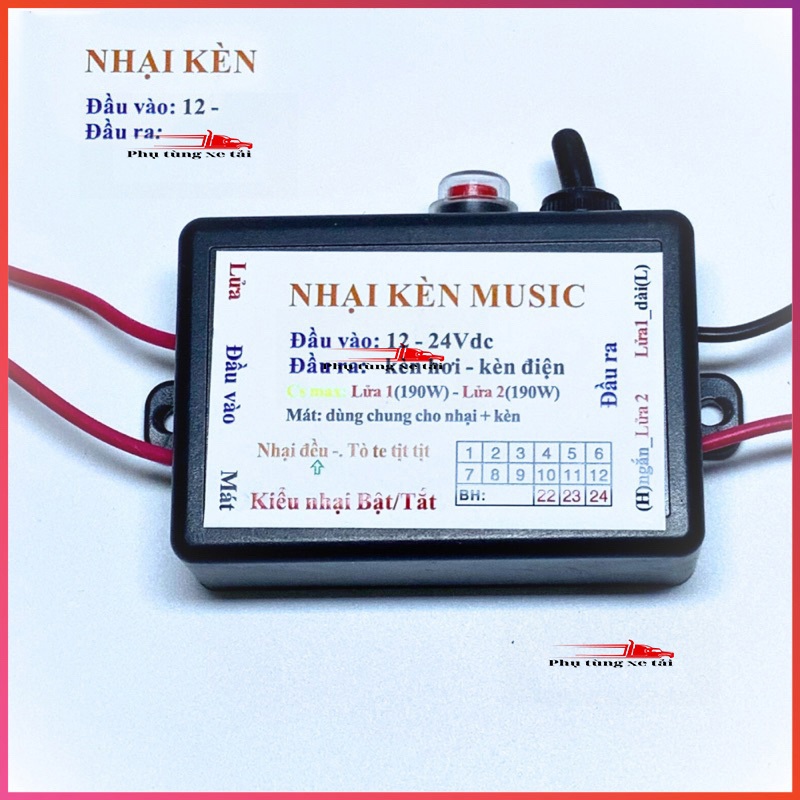 Nhại Kèn Music, Nhại Còi 3 Tiếng, Nhại Kèn Hơi Kèn Điện 3 Chế Độ cho mọi loại còi 12V 24V - Phụ Tùng