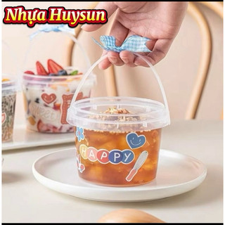  Sỉ 10 Xô Nhựa Đựng Trà Sữa 500ml 700ml 1000ml Dày Dặn kèm Nắp Kèm Quai 