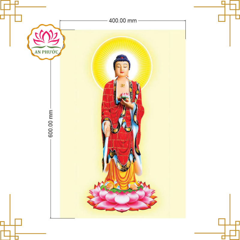 Tranh Phật A Di Đà Khổ 40x60cm – In Giấy Cao Cấp Treo Thờ, Trang Trí Không Gian Thiền