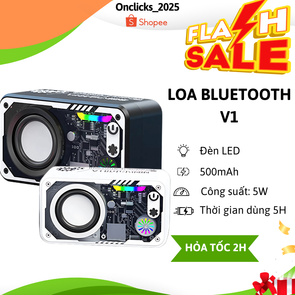 Loa Bluetooth V1 Trong Suốt LED RGB, loa không dây để bàn, decor bàn làm việc - Tech Giant Official