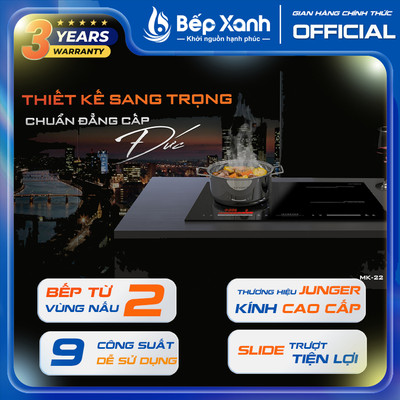 Bếp từ 2 vùng nấu Junger NKD-22+/MK-22 - Made In Thailand - Có Inveter - Bảo hành 36 tháng