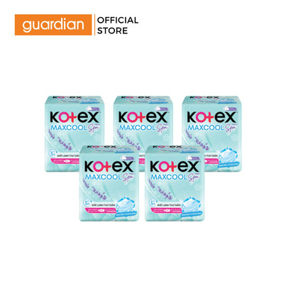 Combo 5 Băng Vệ Sinh Kotex Max Cool French Spa 23cm 8 Miếng Có Cánh (8x3) | Guardian Việt Nam