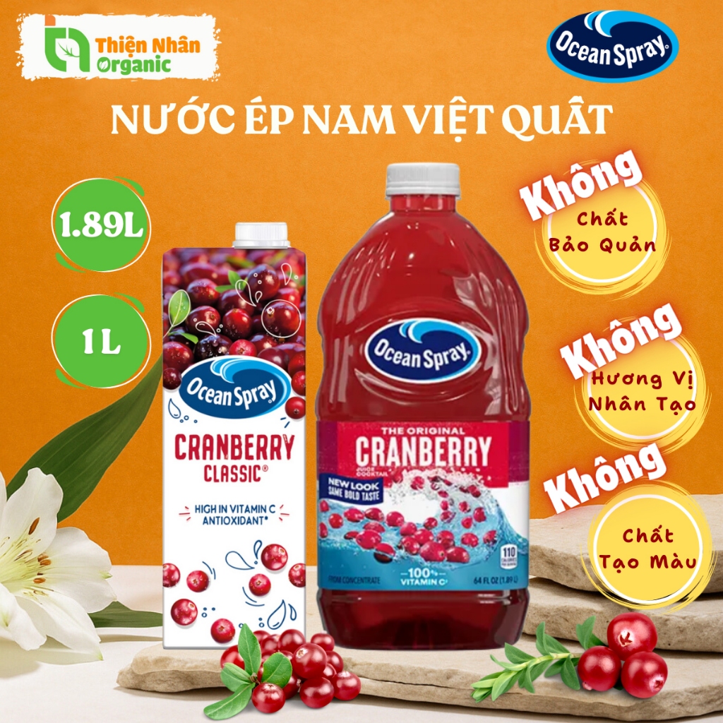 Nước Ép Nam Việt Quất Ocean Spray Cranberry Juice Cocktail 1.89L 64Fl Oz