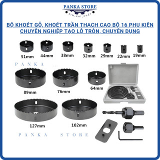  Bộ 16 Phụ Kiện Khoan Khoét Lỗ Thạch Cao Gỗ Cao Cấp Bộ gồm 12 mũi Đa Năng và 4 Phụ kiện chuyên nghiệp - Panka Store 