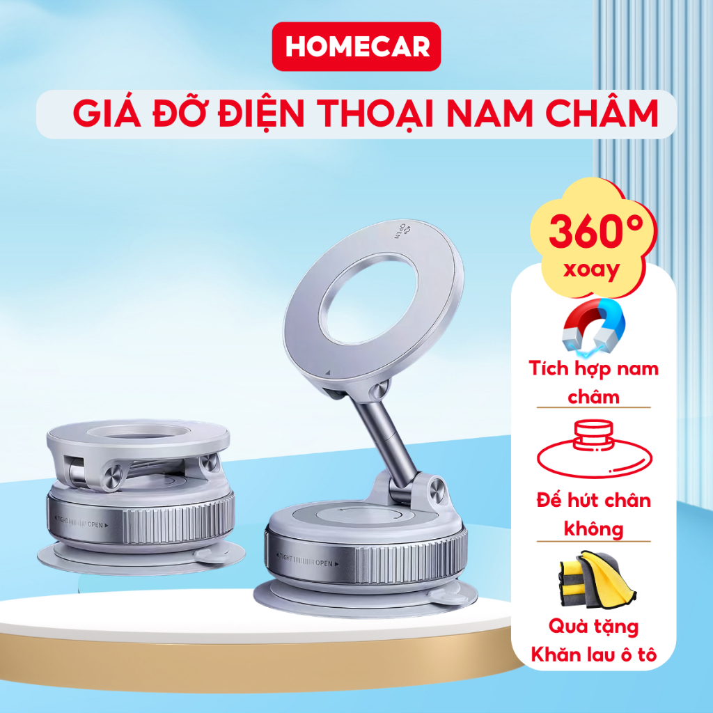 Giá Đỡ Điện Thoại Nam Châm  Ô Tô Xoay 360 Độ Từ Tính Mạnh Gắn Taplo Chống Trượt Mini Cho iPhone