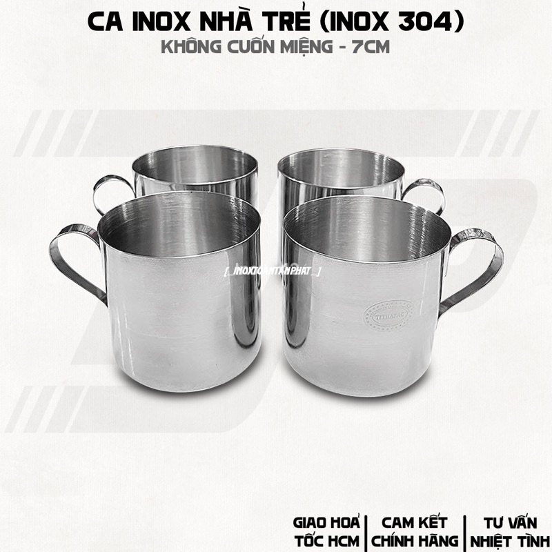 Ca Inox Không Cuốn Miệng Cho Nhà Trẻ-Ca Inox 304